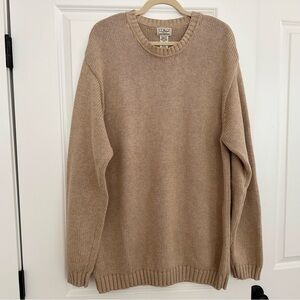 L.L.Bean Tan / Taupe 100% Cotton Crewneck Knit Sweater